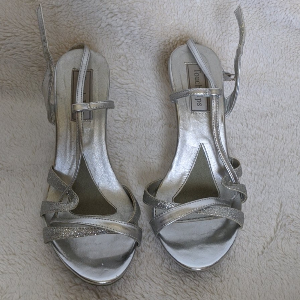 Silver strappy heels